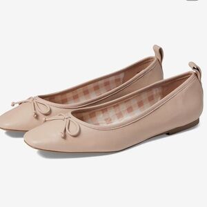 NWT sz 7.5 Draper James leather Taylor flats neutral beige